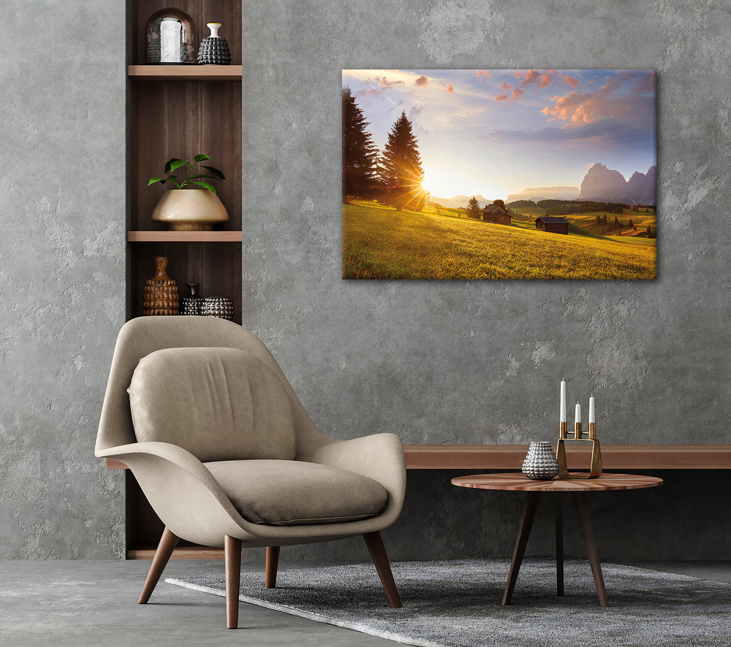 Wandbild ALPENLANDSCHAFT 60x90 cm – Leinwandbild Keilrahmen Deko modern - Ambiente 3