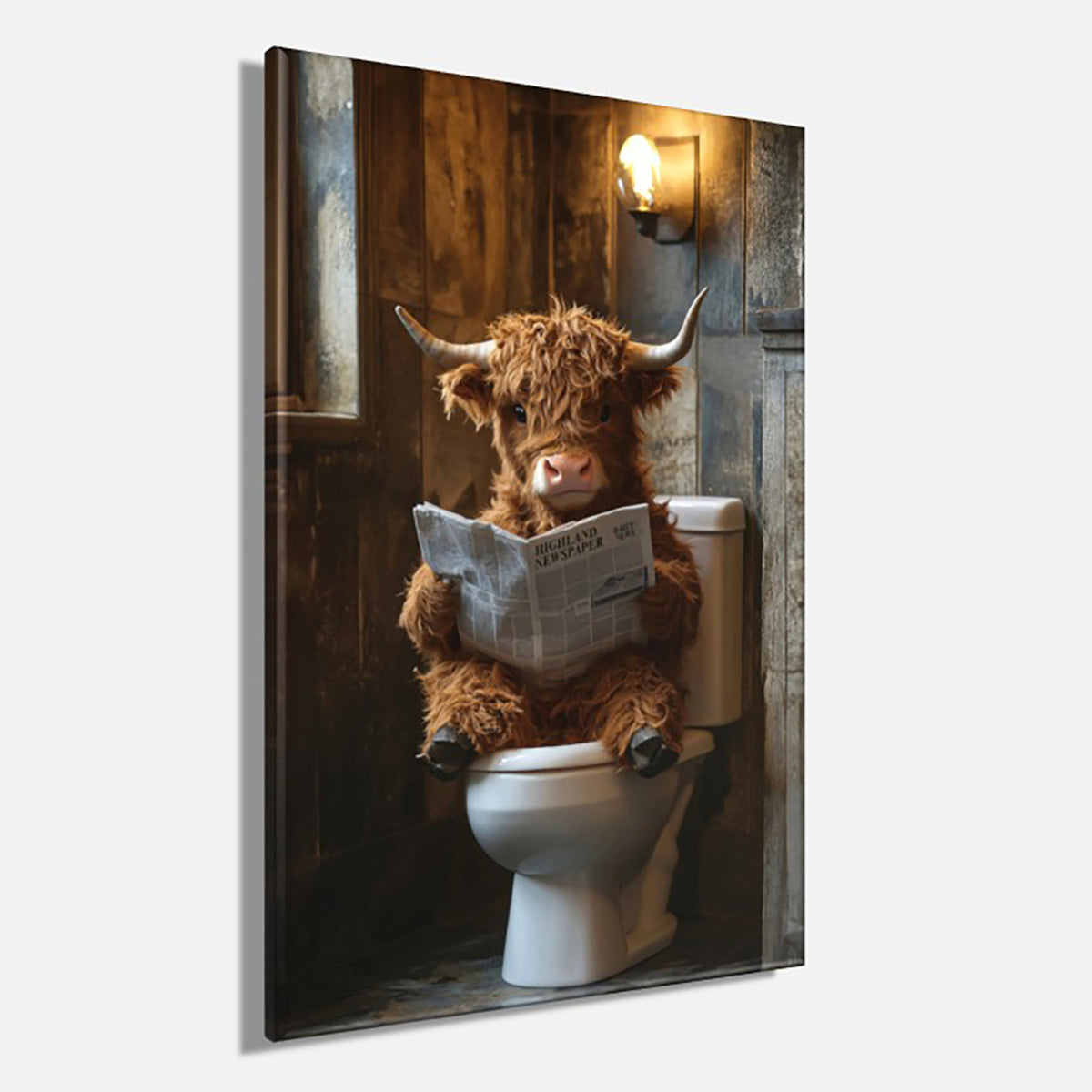 Wandbild HIGHLAND NEWS 60x90 cm – Leinwandbild Keilrahmen Deko modern - Seitenansicht