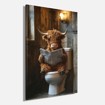 Wandbild HIGHLAND NEWS 60x90 cm – Leinwandbild Keilrahmen Deko modern - Seitenansicht