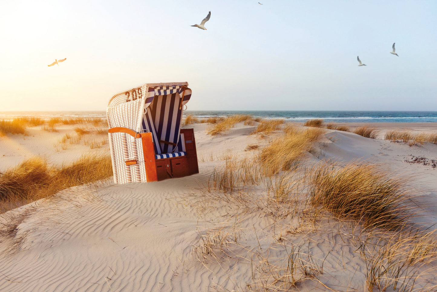 Wandbild STRANDKORB 60x90 cm – Leinwandbild Keilrahmen Deko modern