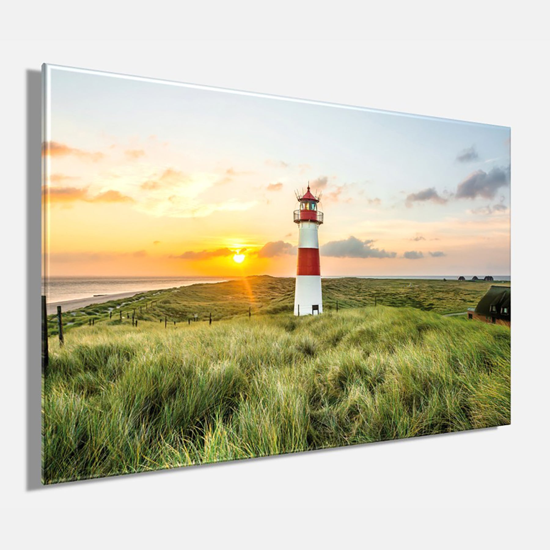 Wandbild LEUCHTTURM 60x90 cm – Leinwandbild Keilrahmen Deko modern - Seitenansicht