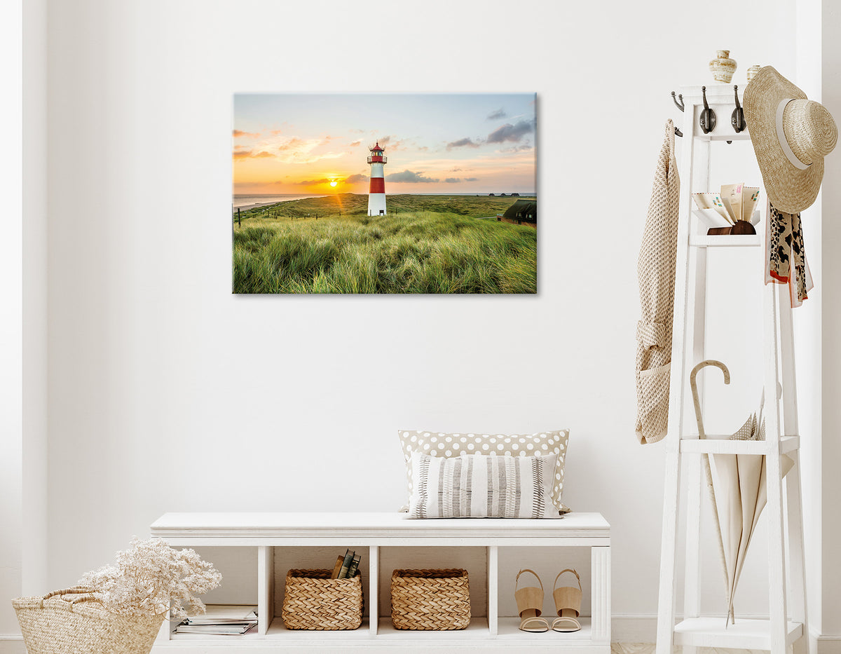 Wandbild LEUCHTTURM 60x90 cm – Leinwandbild Keilrahmen Deko modern - Ambiente 1