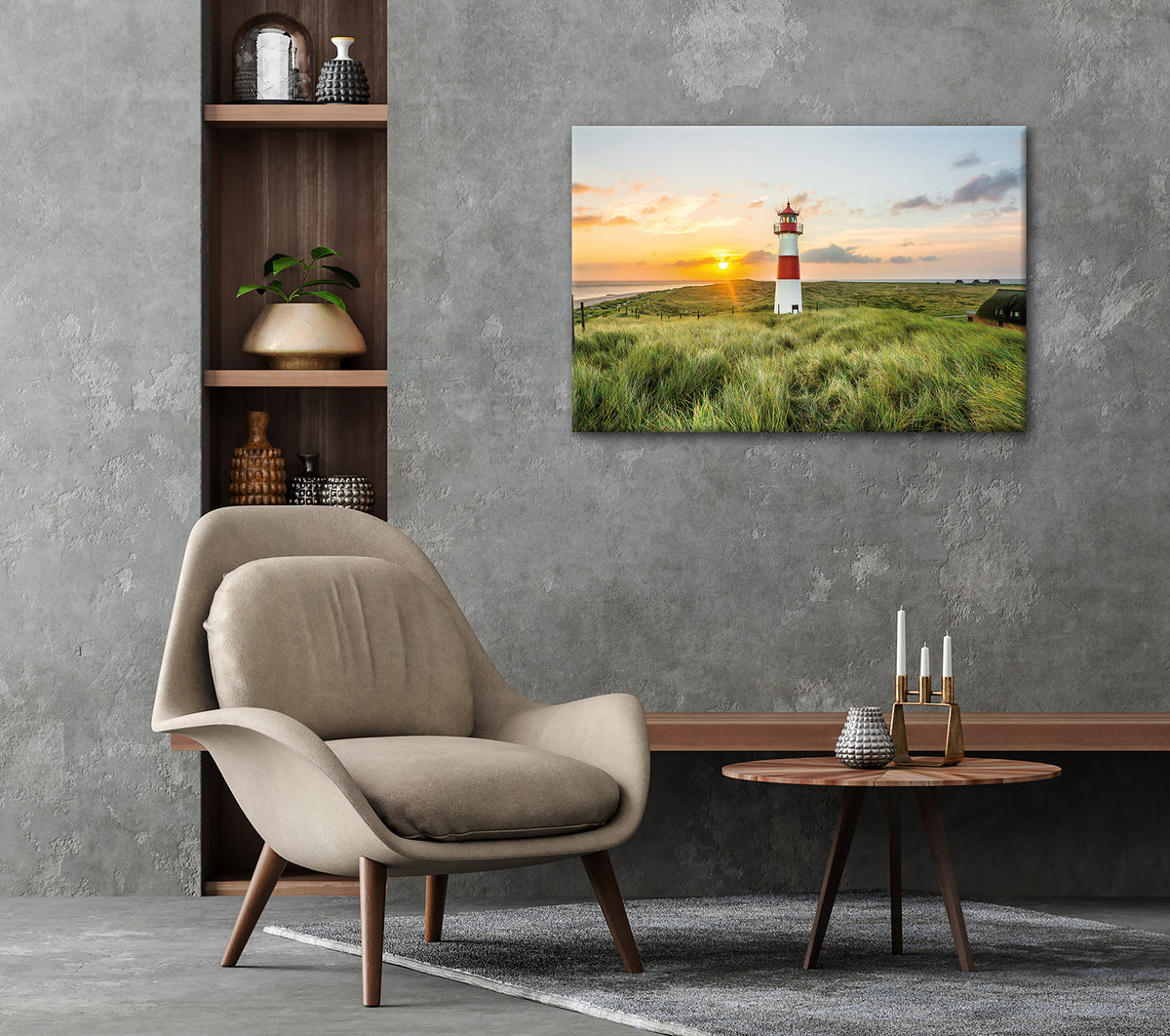 Wandbild LEUCHTTURM 60x90 cm – Leinwandbild Keilrahmen Deko modern - Ambiente 2