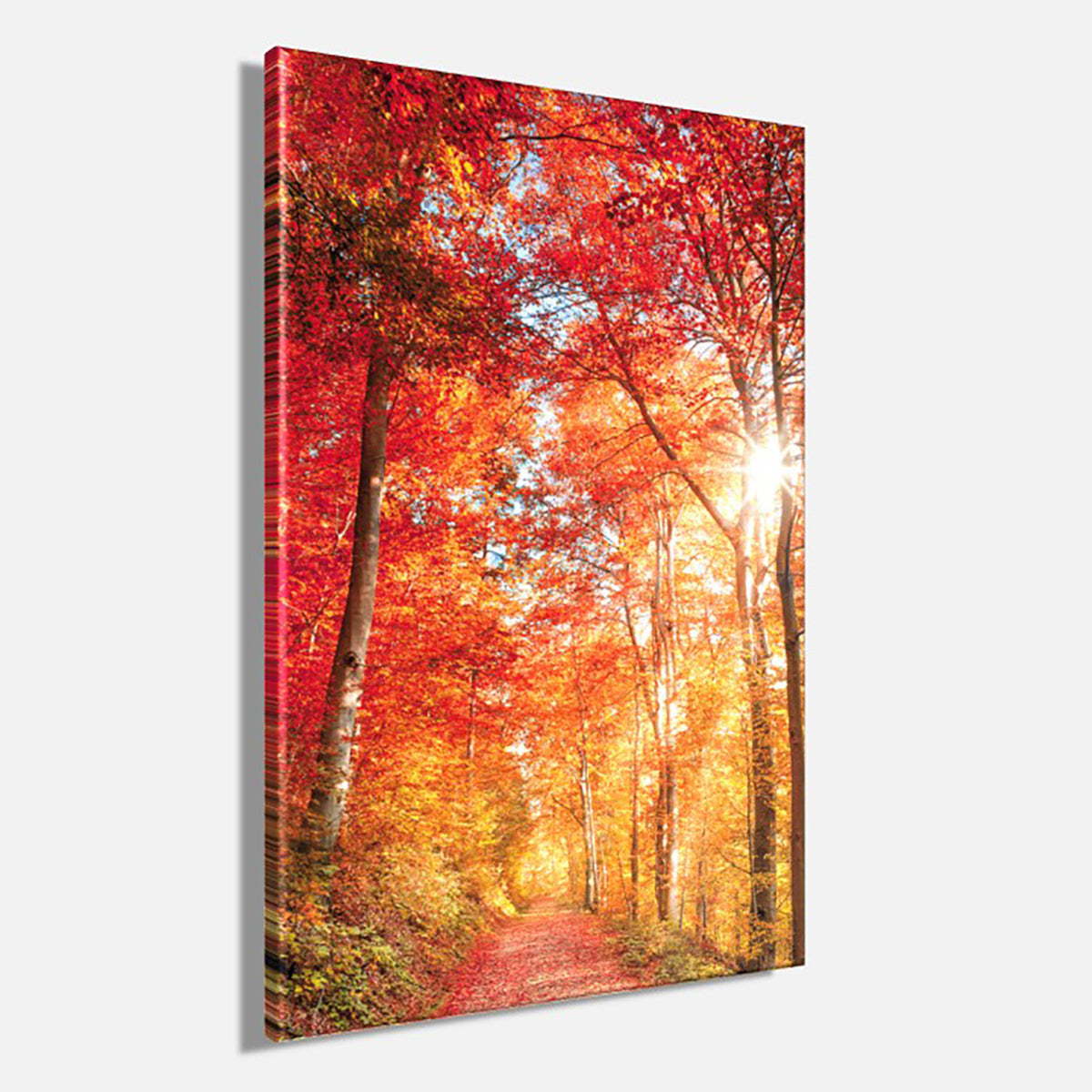 Wandbild BUNTER HERBSTWALD 60x90 cm – Leinwandbild Keilrahmen Deko modern - Seitenansicht
