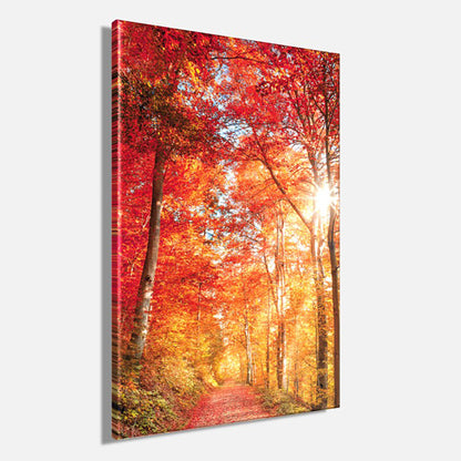 Wandbild BUNTER HERBSTWALD 60x90 cm – Leinwandbild Keilrahmen Deko modern - Seitenansicht