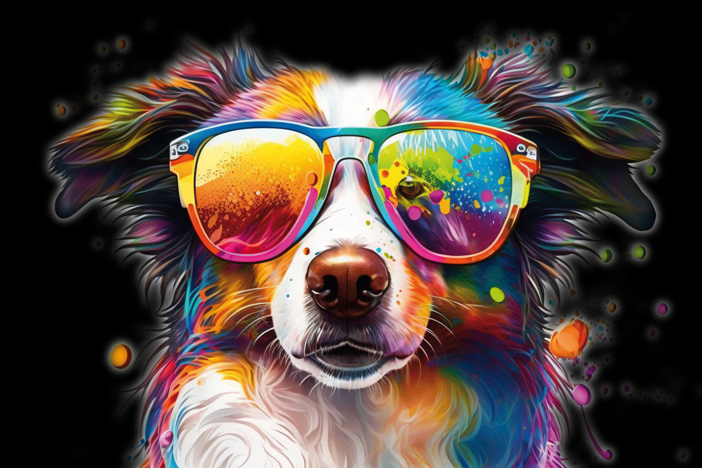 Wandbild BUNTER HUND 60x90 cm – Leinwandbild Keilrahmen Deko modern