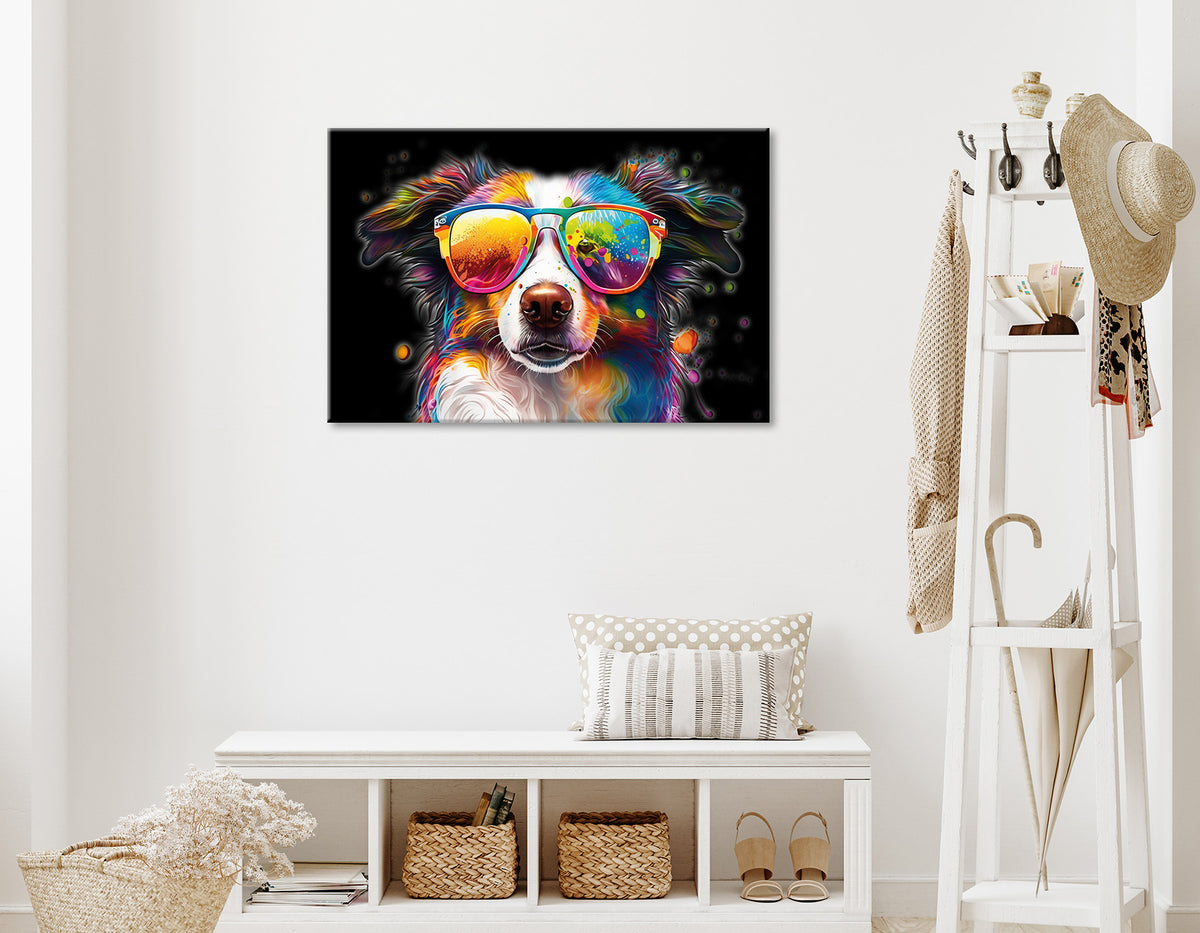 Wandbild BUNTER HUND 60x90 cm – Leinwandbild Keilrahmen Deko modern - Ambiente 1