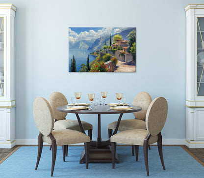 Wandbild STADT AM BERGSEE 60x90 cm – Leinwandbild Keilrahmen Deko modern - Ambiente 3
