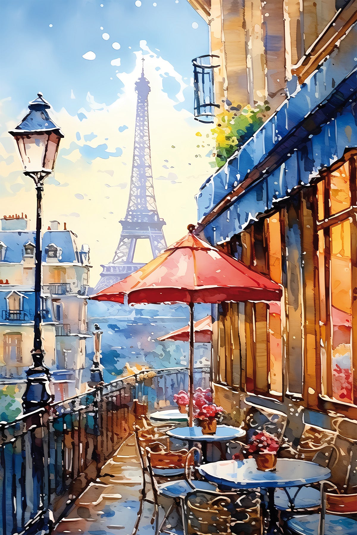 Wandbild CAFE IN PARIS 60x90 cm – Leinwandbild Keilrahmen Deko modern