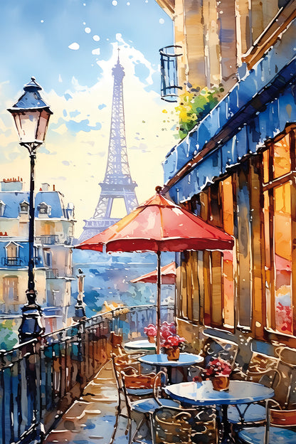Wandbild CAFE IN PARIS 60x90 cm – Leinwandbild Keilrahmen Deko modern