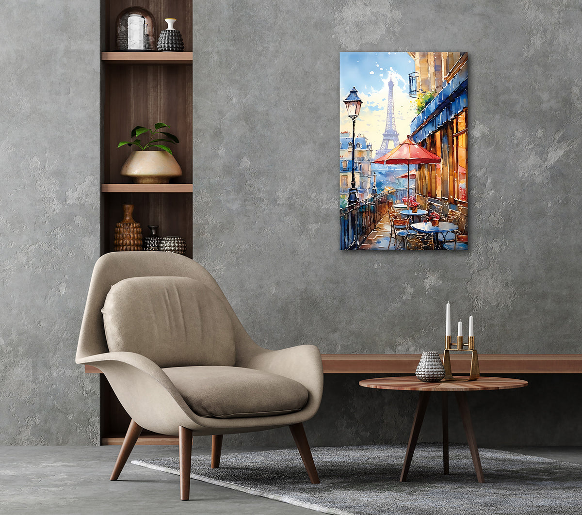 Wandbild CAFE IN PARIS 60x90 cm – Leinwandbild Keilrahmen Deko modern - Ambiente 2
