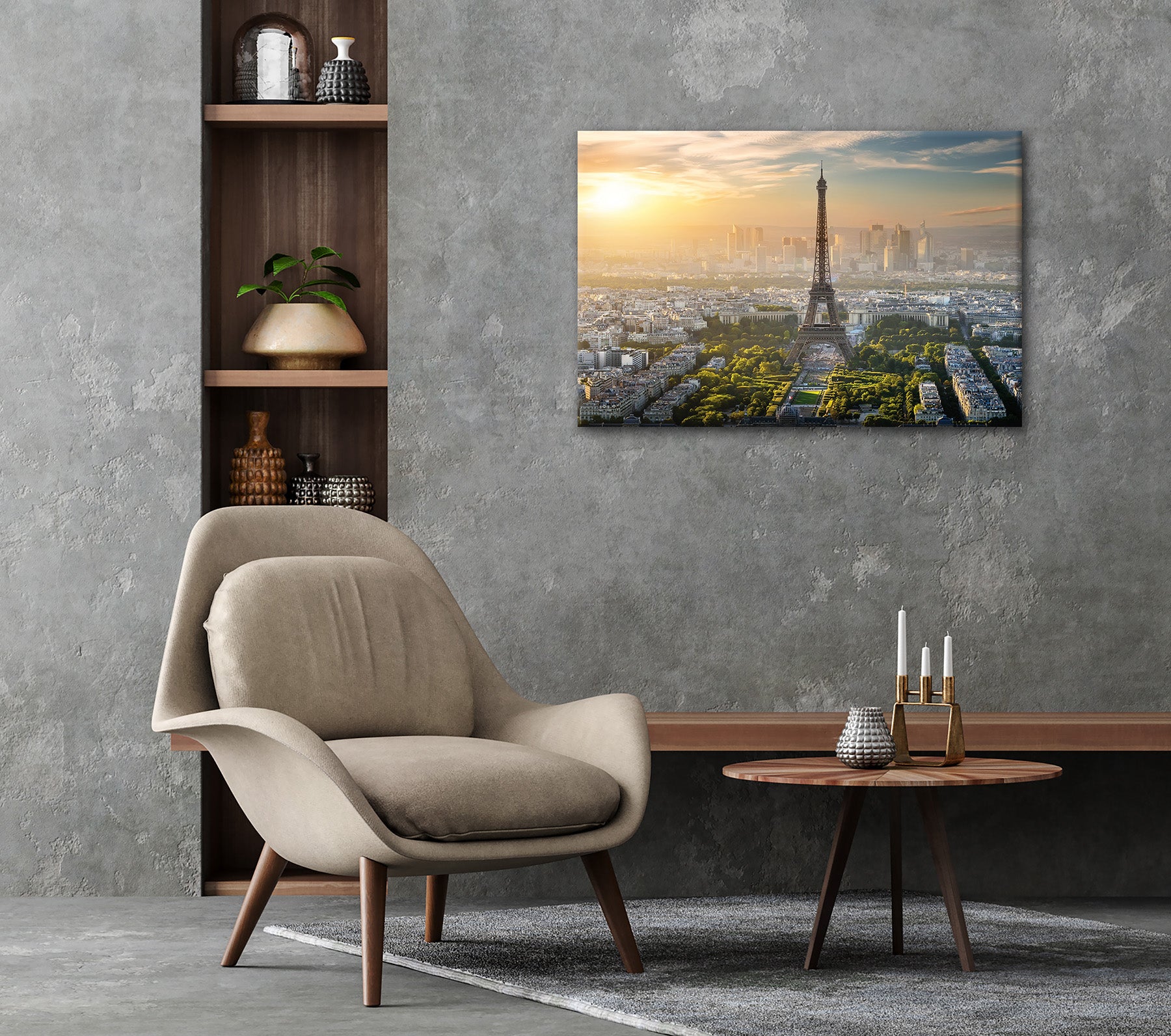 Wandbild EIFFELTURM 60x90 cm – Leinwandbild Keilrahmen Deko modern - Ambiente 2