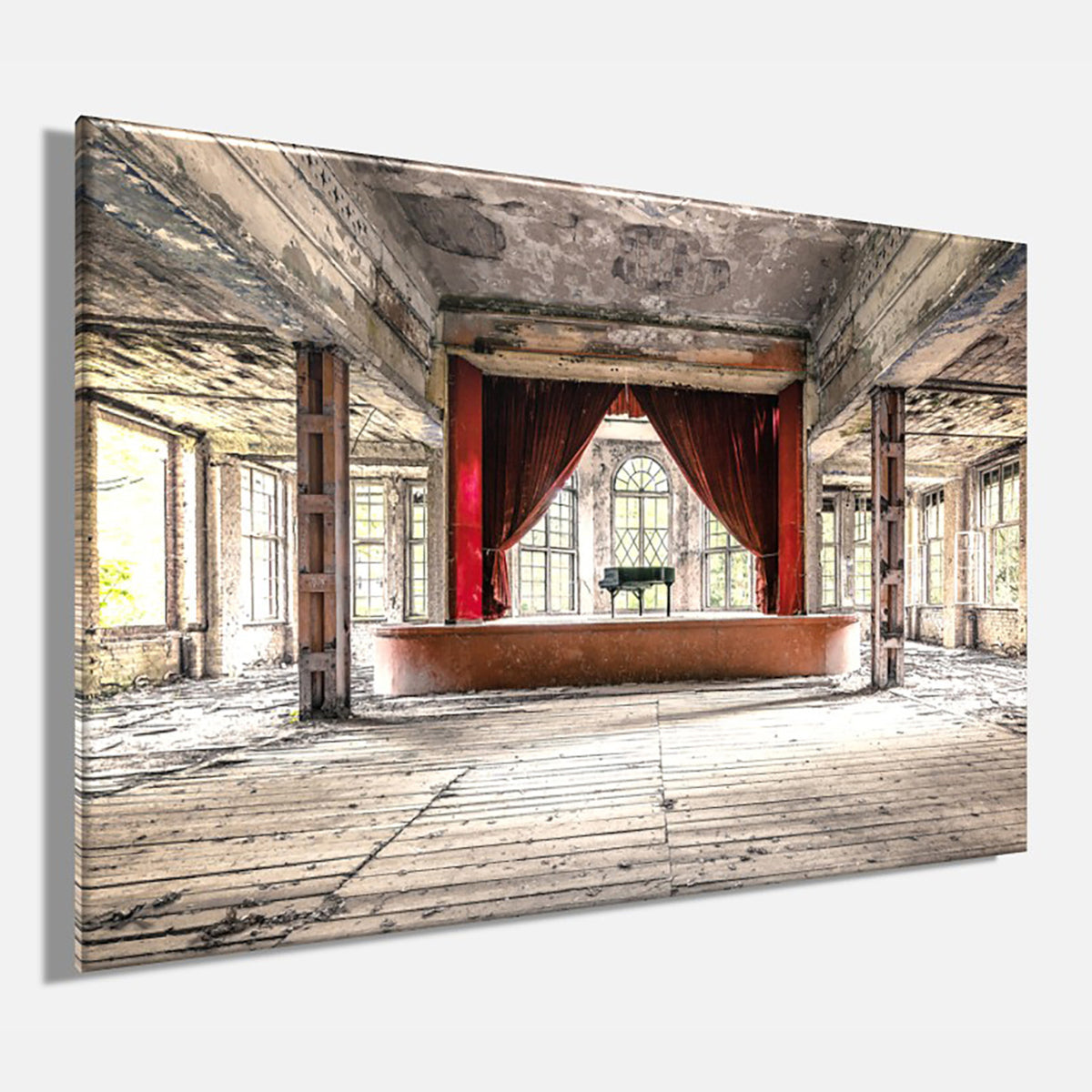 Wandbild LOST PLACE KLAVIER 60x90 cm – Leinwandbild Keilrahmen Deko modern - Seitenansicht