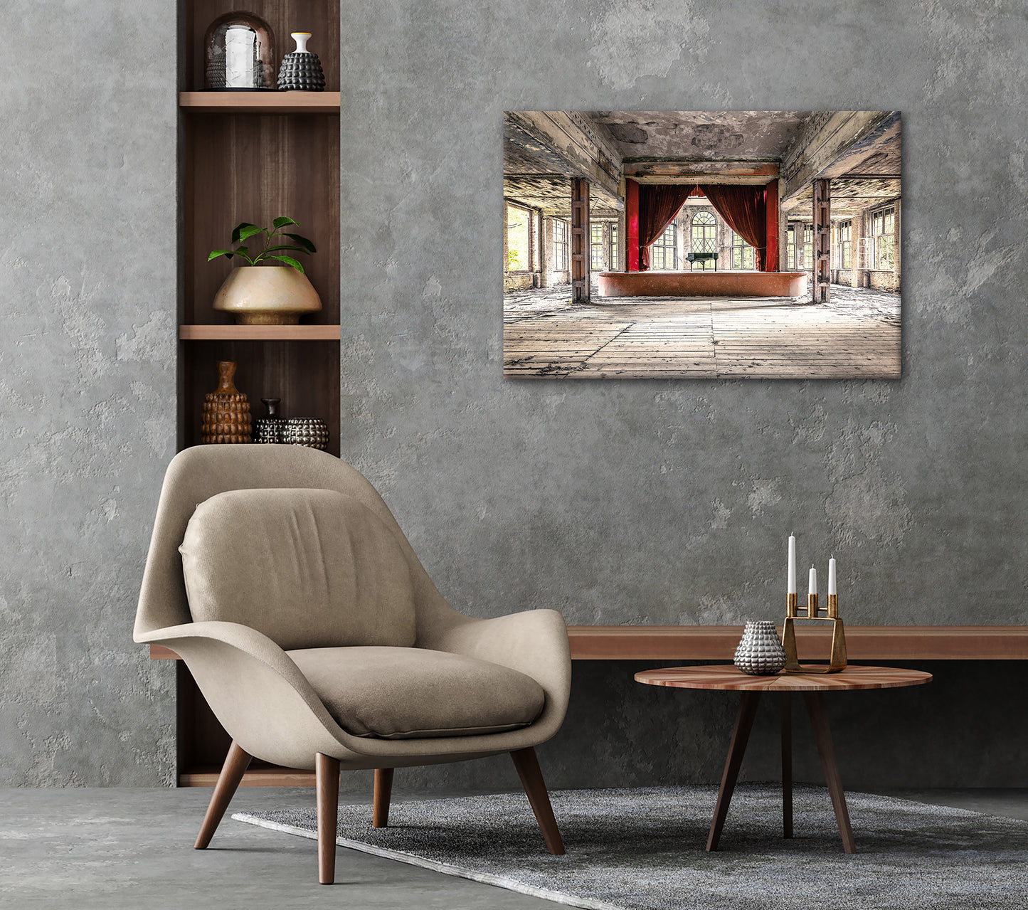 Wandbild LOST PLACE KLAVIER 60x90 cm – Leinwandbild Keilrahmen Deko modern - Ambiente 2