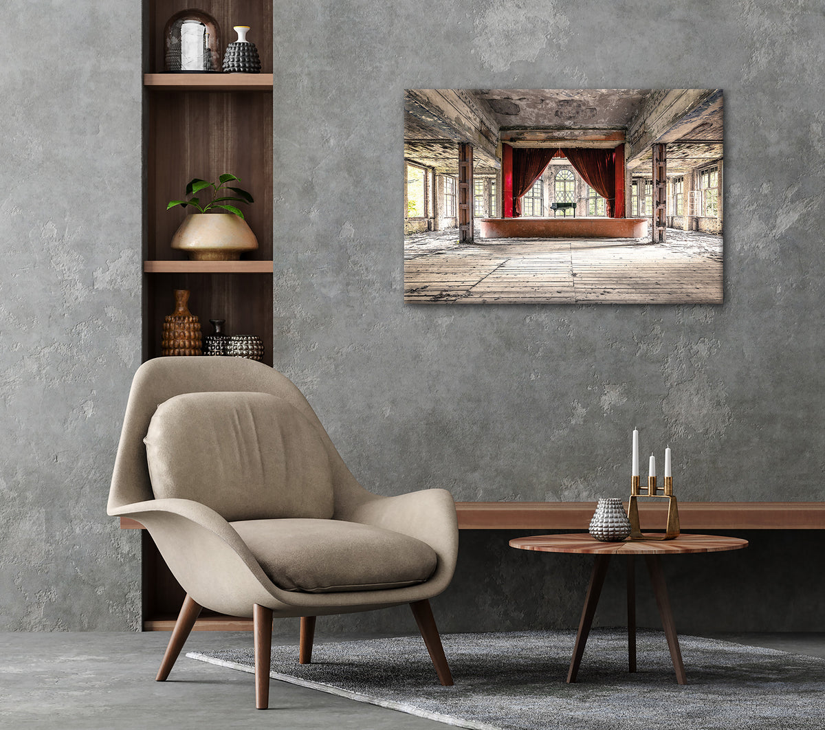 Wandbild LOST PLACE KLAVIER 60x90 cm – Leinwandbild Keilrahmen Deko modern - Ambiente 2