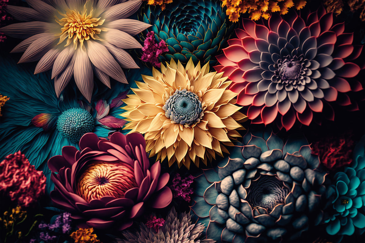 Wandbild BUNTE BLUMEN 60x90 cm – Leinwandbild Keilrahmen Deko modern