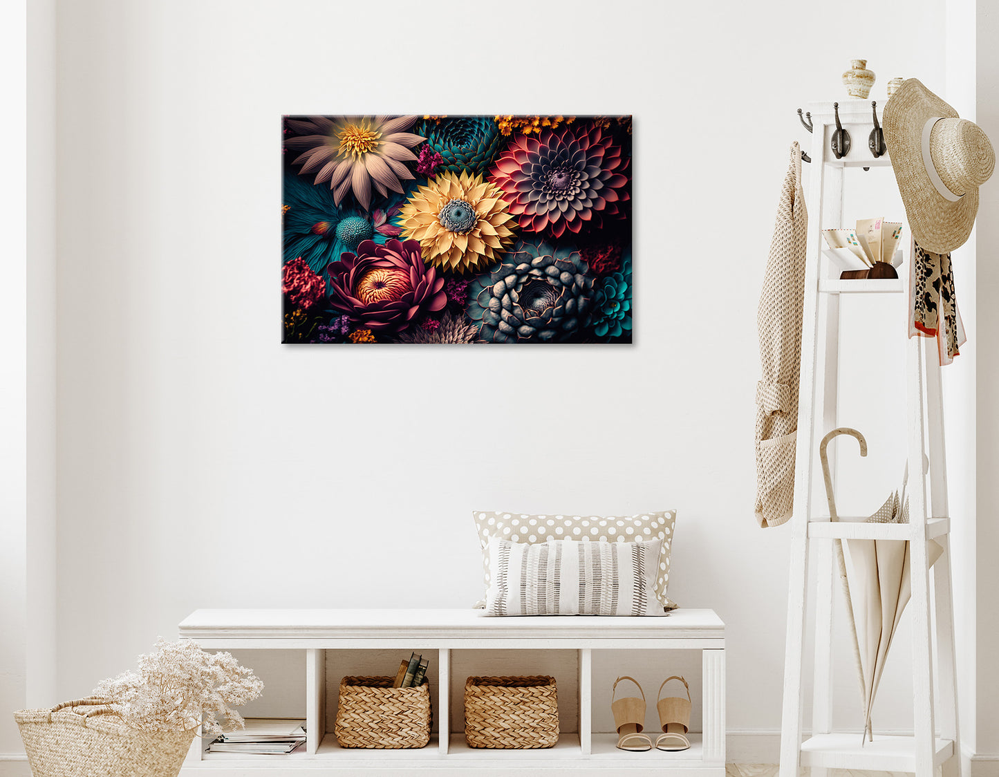 Wandbild BUNTE BLUMEN 60x90 cm – Leinwandbild Keilrahmen Deko modern - Ambiente 1