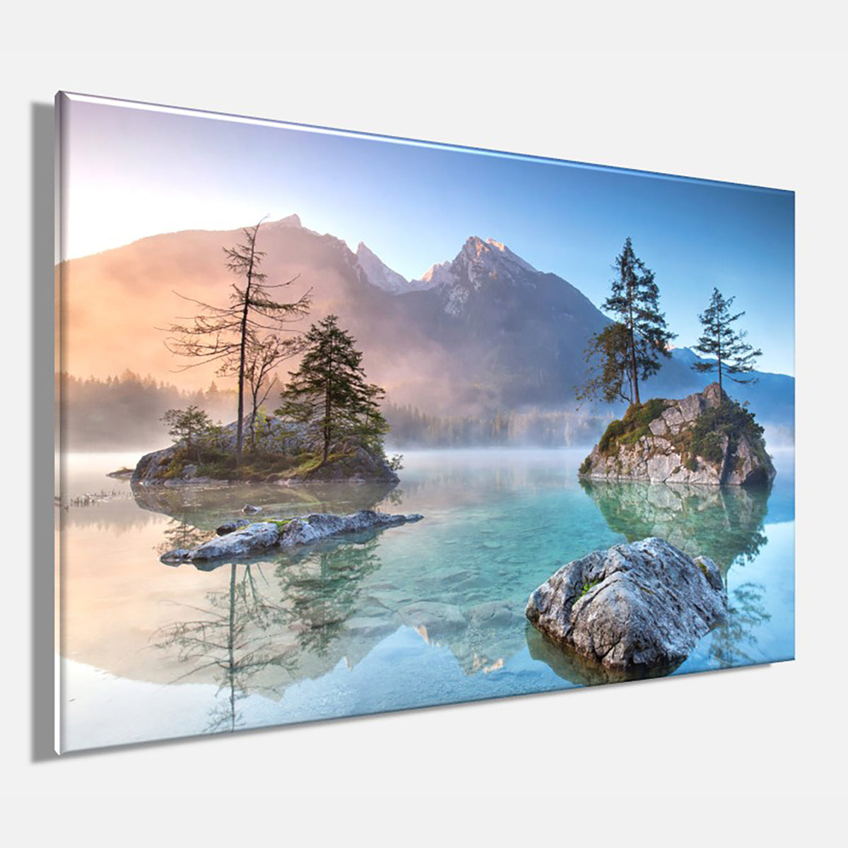 Wandbild HINTERSEE BAYERN 60x90 cm – Leinwandbild Keilrahmen Deko modern - Seitenansicht