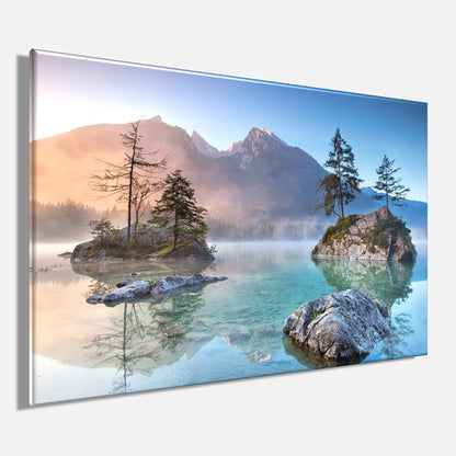 Wandbild HINTERSEE BAYERN 60x90 cm – Leinwandbild Keilrahmen Deko modern - Seitenansicht