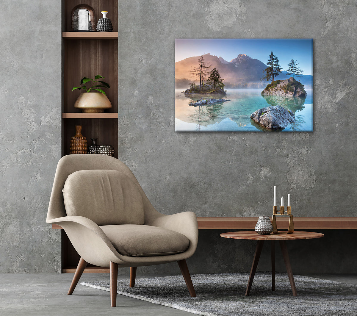 Wandbild HINTERSEE BAYERN 60x90 cm – Leinwandbild Keilrahmen Deko modern - Ambiente 2