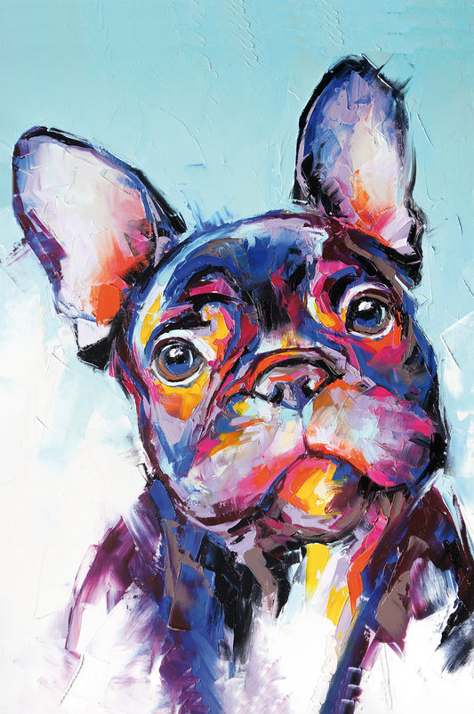 Wandbild BULLDOGGE 60x90 cm – Leinwandbild Keilrahmen Deko modern