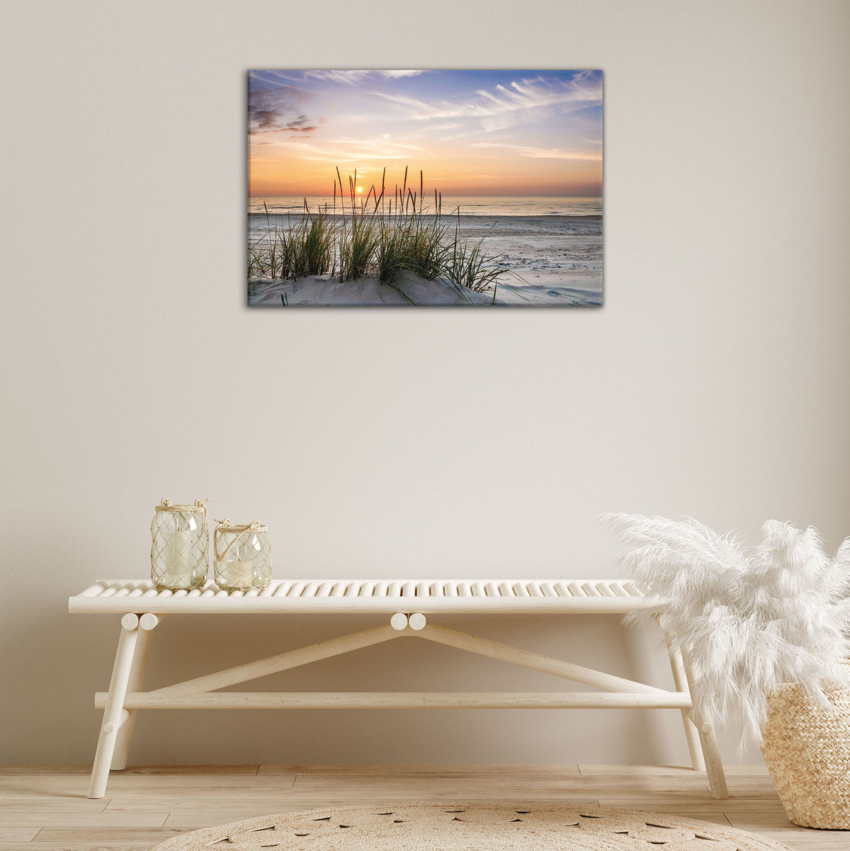 Wandbild STRAND 60x90 cm – Leinwandbild Keilrahmen Deko modern - Ambiente 1