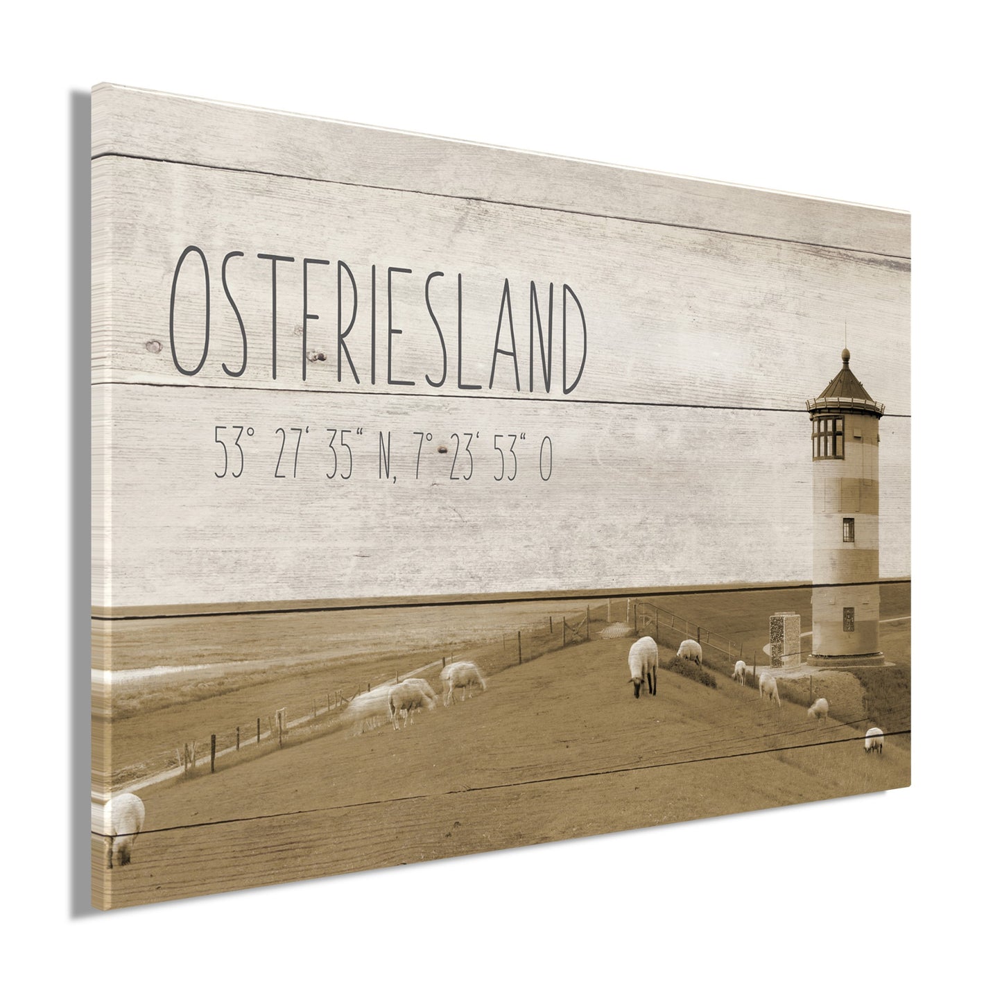 Wandbild OSTFRIESLAND 60x90 cm – Leinwandbild Keilrahmen Deko modern - Seitenansicht