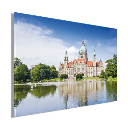 Wandbild RATHAUS VON HANNOVER 60x90 cm – Leinwandbild Keilrahmen Deko modern - Seitenansicht