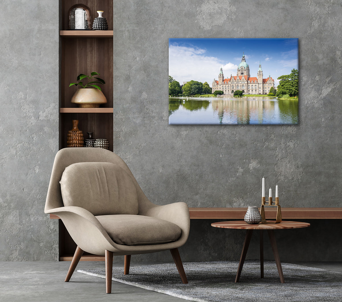 Wandbild RATHAUS VON HANNOVER 60x90 cm – Leinwandbild Keilrahmen Deko modern - Ambiente 2
