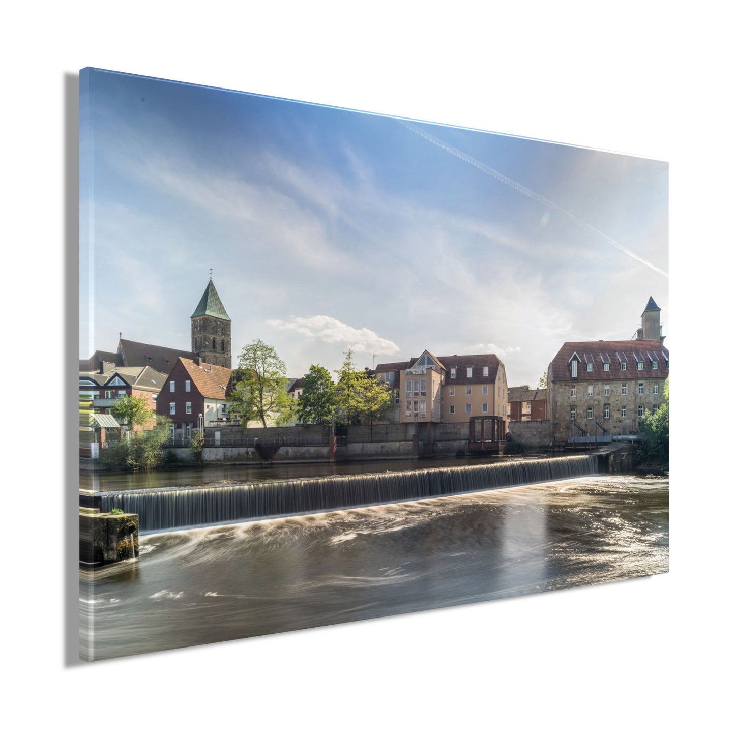 Wandbild RHEINE EMSWEHR 60x90 cm – Leinwandbild Keilrahmen Deko modern - Seitenansicht