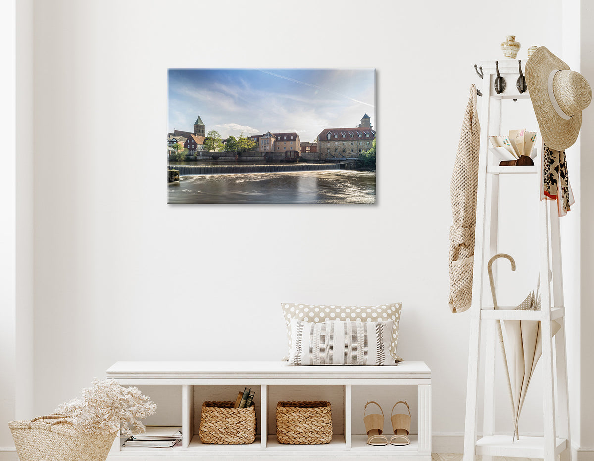 Wandbild RHEINE EMSWEHR 60x90 cm – Leinwandbild Keilrahmen Deko modern - Ambiente 1