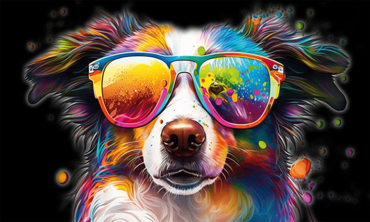 Wandbild BUNTER HUND XXL 90x150 cm – Leinwandbild Keilrahmen Deko modern