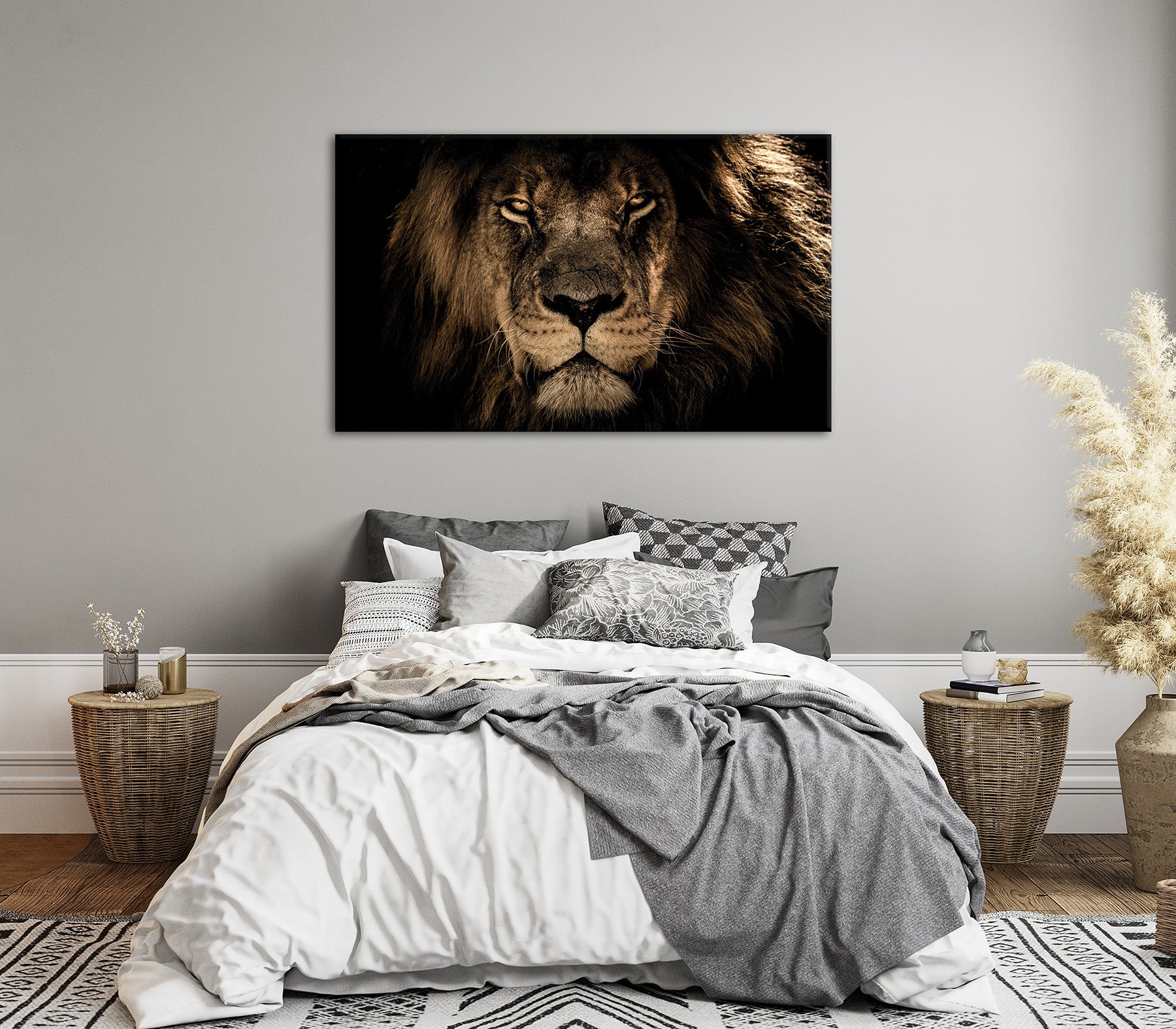 Wandbild LÖWENKOPF XXL 90x150 cm – Leinwandbild Keilrahmen Deko modern - Ambiente 3
