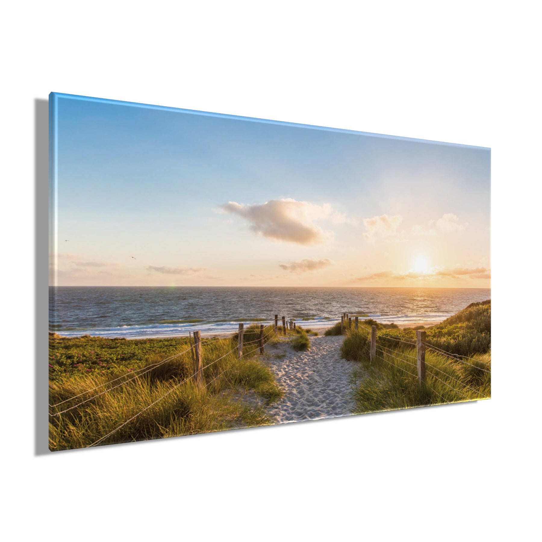 Wandbild STRAND XXL 90x150 cm – Leinwandbild Keilrahmen Deko modern - Seitenansicht