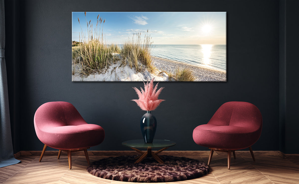 Wandbild STRAND XXL 90x200 cm – Leinwandbild Keilrahmen Deko modern - Ambiente 2