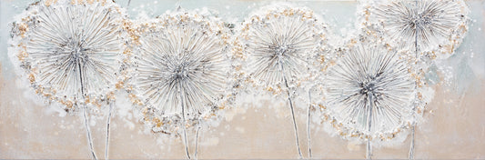 Ölgemälde handarbeit PUSTEBLUMEN 40x120 cm – Wandbild Kunst Deko modern
