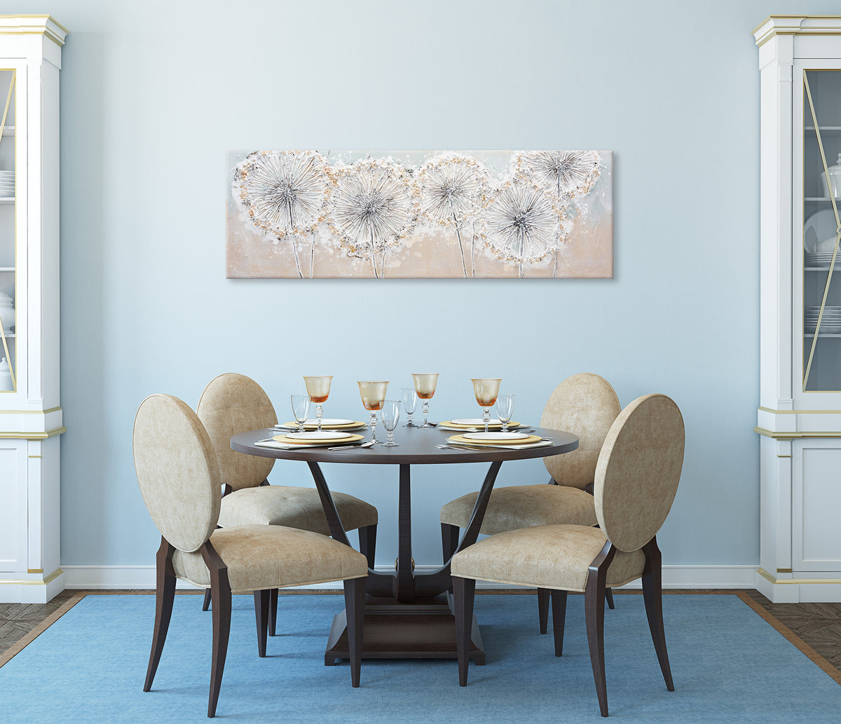 Ölgemälde handarbeit PUSTEBLUMEN 40x120 cm – Wandbild Kunst Deko modern - Ambiente 2