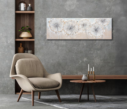 Ölgemälde handarbeit PUSTEBLUMEN 40x120 cm – Wandbild Kunst Deko modern - Ambiente 3