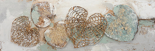Ölgemälde handarbeit HERZEN 40x120 cm – Wandbild Kunst Deko modern