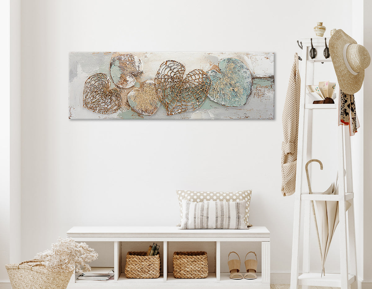 Ölgemälde handarbeit HERZEN 40x120 cm – Wandbild Kunst Deko modern - Ambiente 1