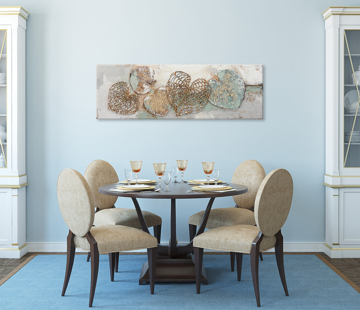 Ölgemälde handarbeit HERZEN 40x120 cm – Wandbild Kunst Deko modern - Ambiente 2