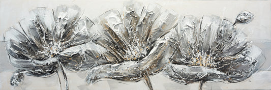 Ölgemälde handarbeit BLUMEN 40x120 cm – Wandbild Kunst Deko modern