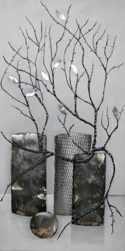 Ölgemälde handarbeit VASE 40x80 cm – Wandbild Kunst Deko modern
