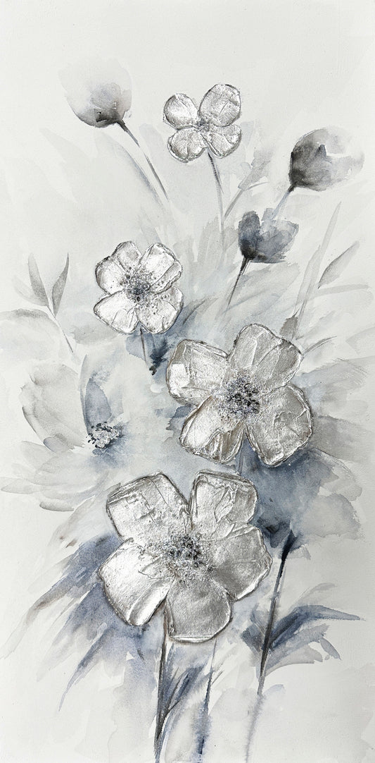Ölgemälde handarbeit BLUMEN 40x80 cm – Wandbild Kunst Deko modern