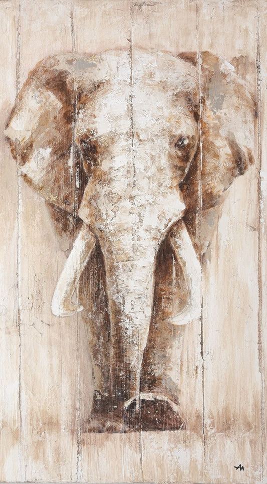 Ölgemälde handarbeit ELEFANT 40x80 cm – Wandbild Kunst Deko modern
