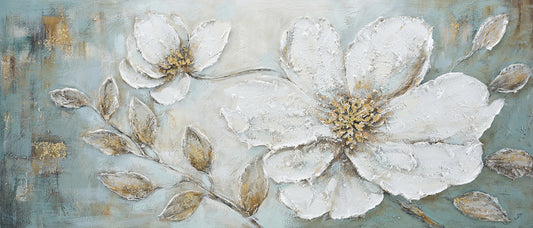 Ölgemälde handarbeit BLUMEN XXL 60x140 cm – Wandbild Kunst Deko modern