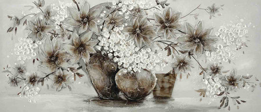 Ölgemälde handarbeit BLUMENVASEN ZWEIGE 60x140 cm – Wandbild Kunst Deko modern