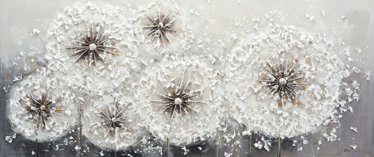 Ölgemälde handarbeit PUSTEBLUMEN XXL 60x140 cm – Wandbild Kunst Deko modern