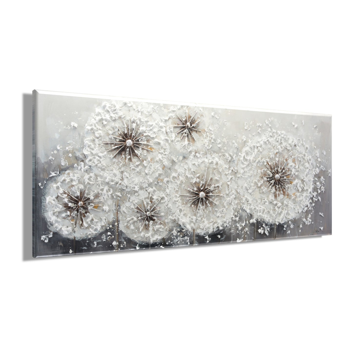 Ölgemälde handarbeit PUSTEBLUMEN XXL 60x140 cm – Wandbild Kunst Deko modern - Seitenansicht