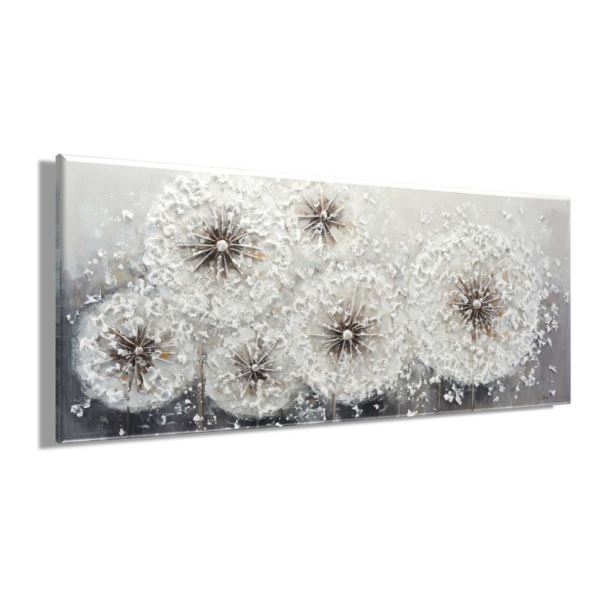 Ölgemälde handarbeit PUSTEBLUMEN XXL 60x140 cm – Wandbild Kunst Deko modern - Seitenansicht